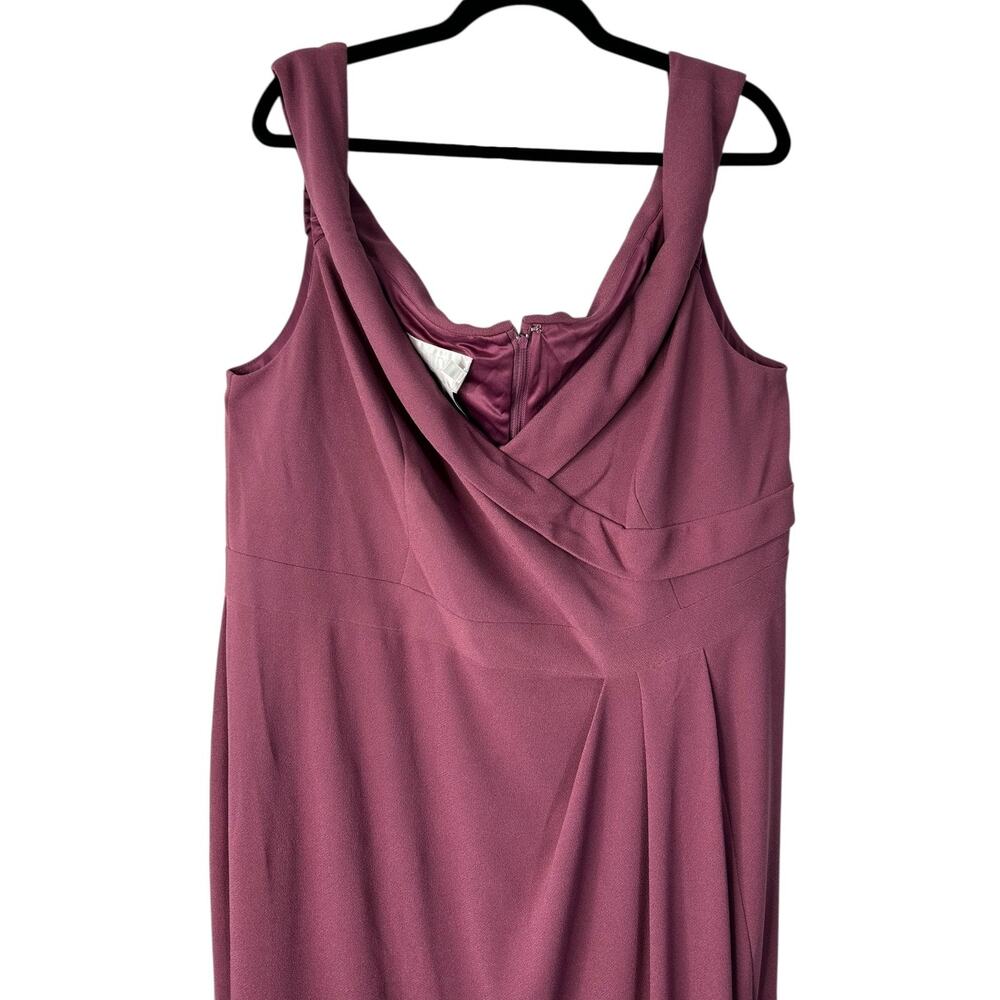 Davids Bridal Dress Size 22 Chianti Long Pleated Off the Shoulder Stretch Crepe - Picture 2 of 11